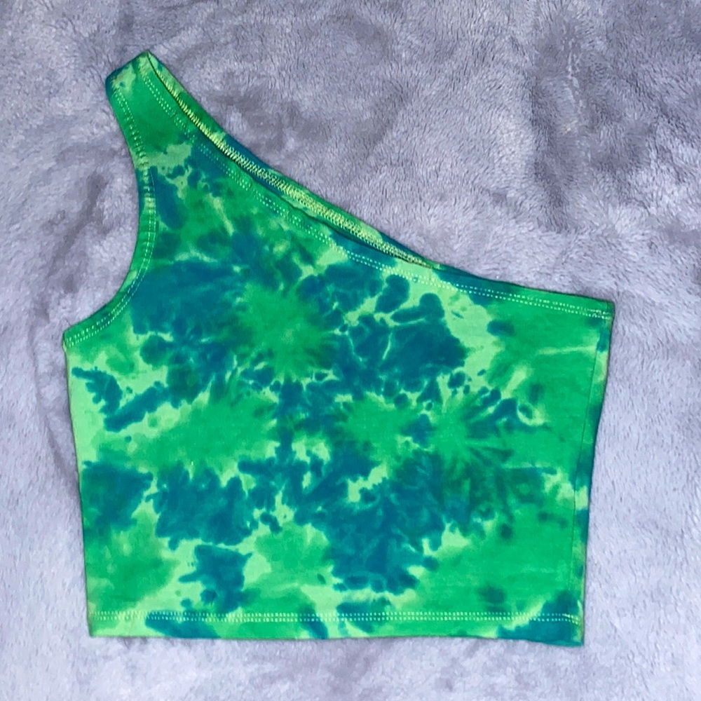 A-Lab One Shoulder Tie Dye Crop Top